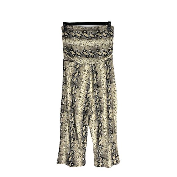 J for Justify XL Snakeskin Strapless Jumpsuit Boho Chic Resort Casual Stretchy - Picture 2 of 7